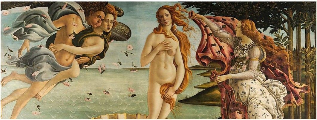 Birth of Venus by Sandro Botticelli represents the aspect of beauty and love.