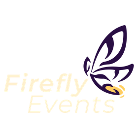 The logo of firefly events with a butterfly on it