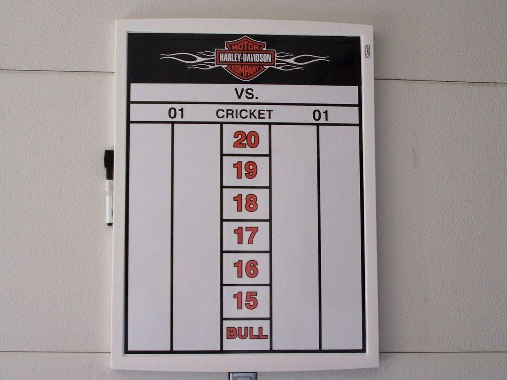 A white board with a harley davidson logo on it