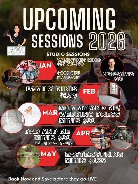 Promotional poster for SV Sports Photography, featuring athlete portraits, services, and packages offered.