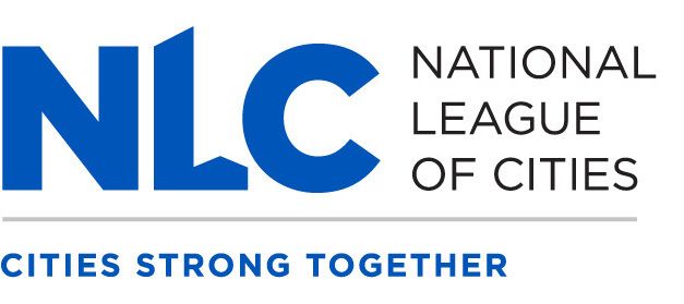 The logo for the national league of cities says cities strong together.