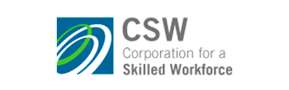 A logo for csw corporation for a skilled workforce