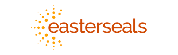 A logo for easterseals is shown on a white background