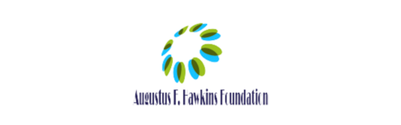 A logo for a foundation with a blue and green circle on a white background.