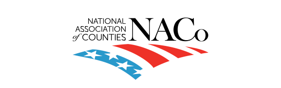 The logo for the national association of counties has an american flag on it.