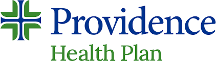 The providence health plan logo is blue and green.