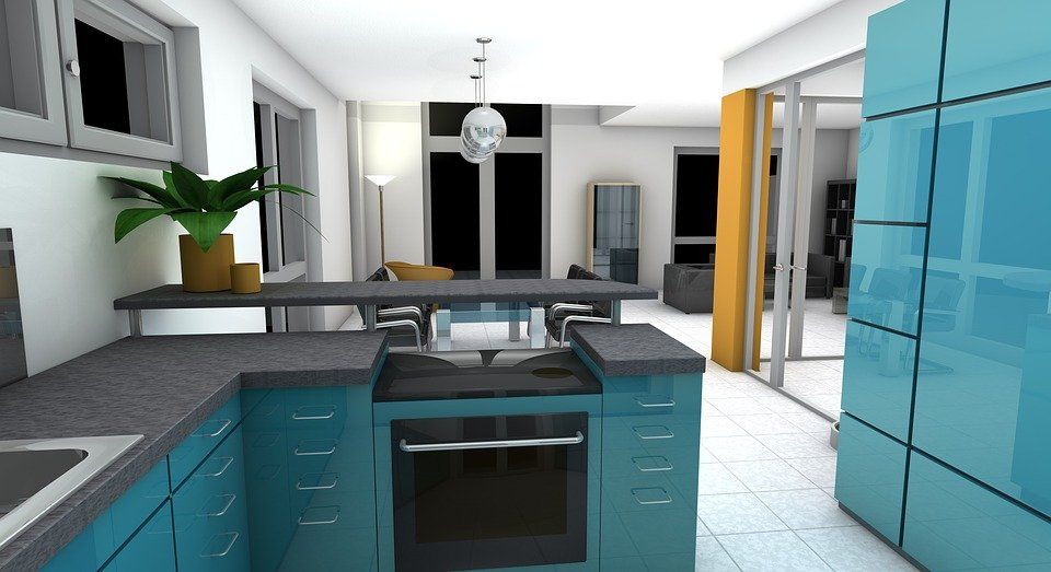 Blue Green Kitchen