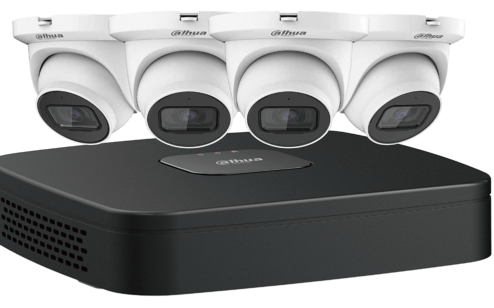 4 Cameras Security System 4 MP IP Eyeball Cameras with One (1) 8-channel 4K NVR