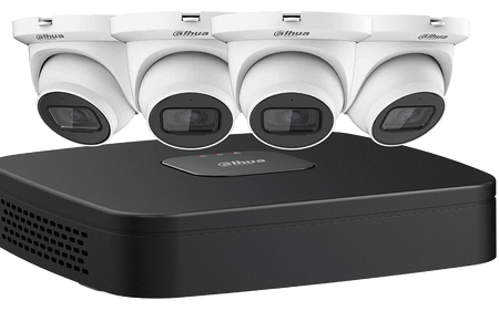 4 Cameras Security System 4 MP IP Eyeball Cameras with One (1) 8-channel 4K NVR