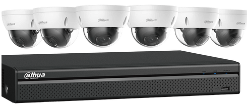 6 x 8 MP Eyeball Network Security Cameras with One (1) 8-channel 4K NVR