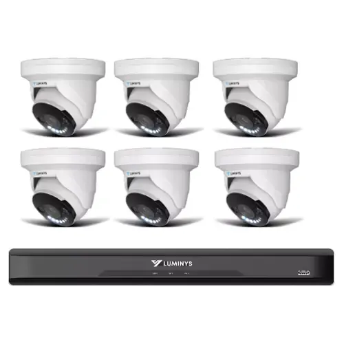 6 x 8 MP Eyeball Network Security Cameras with One (1) 8-channel 4K NVR
