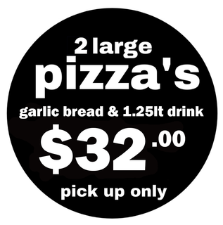 Terra Rossa 2 large pizzas $30 delivered