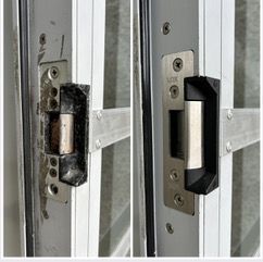 A Man is Locking a Door With a Key — Total Security Locksmiths in Hope Island, QLD