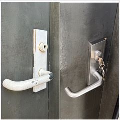 A Bunch of Keys and a Lock on a Wooden Table — Total Security Locksmiths in Hope Island, QLD