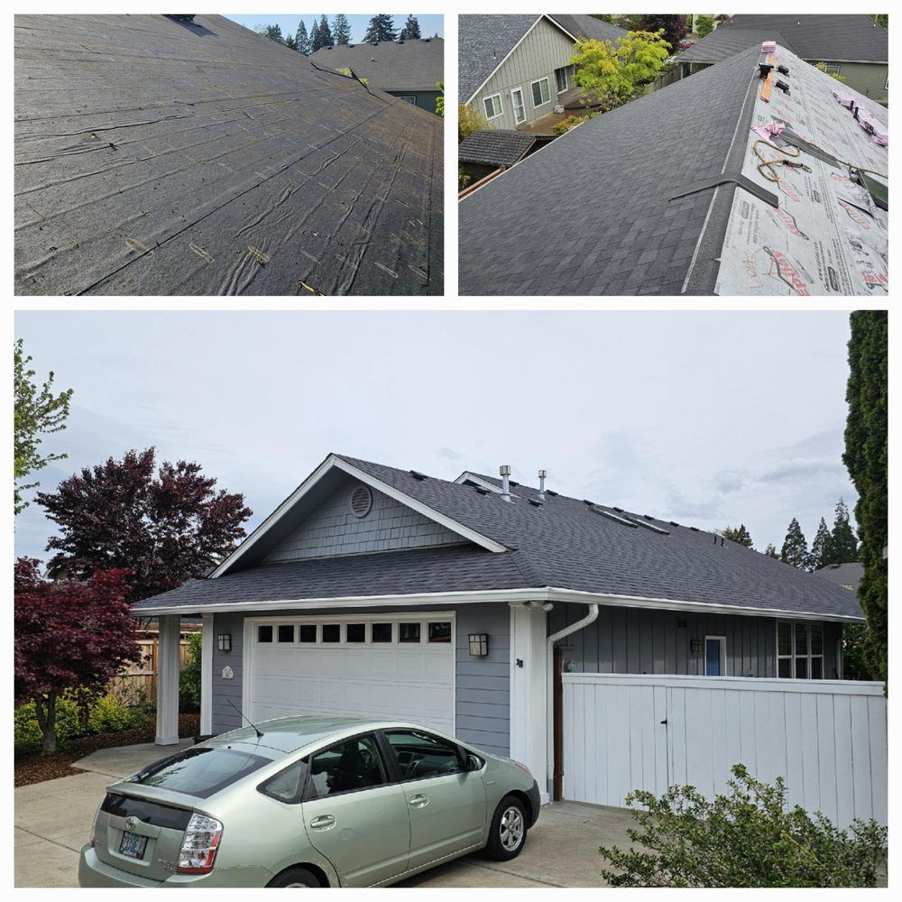 Construction Workers are working on the Roof of a Building - Eugene, OR - Between the Cracks Construction