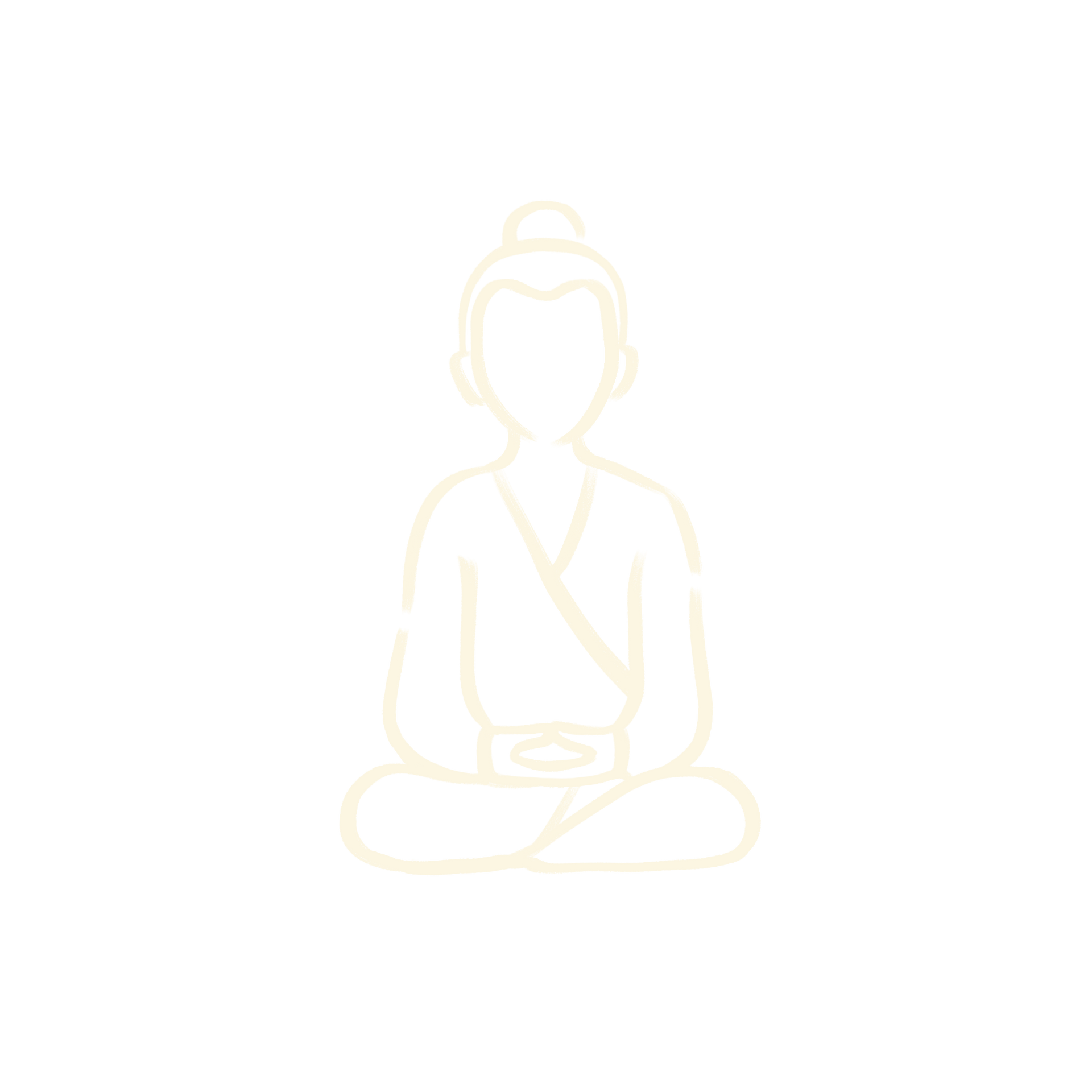 Umriss einer meditierenden Person im Lotussitz.