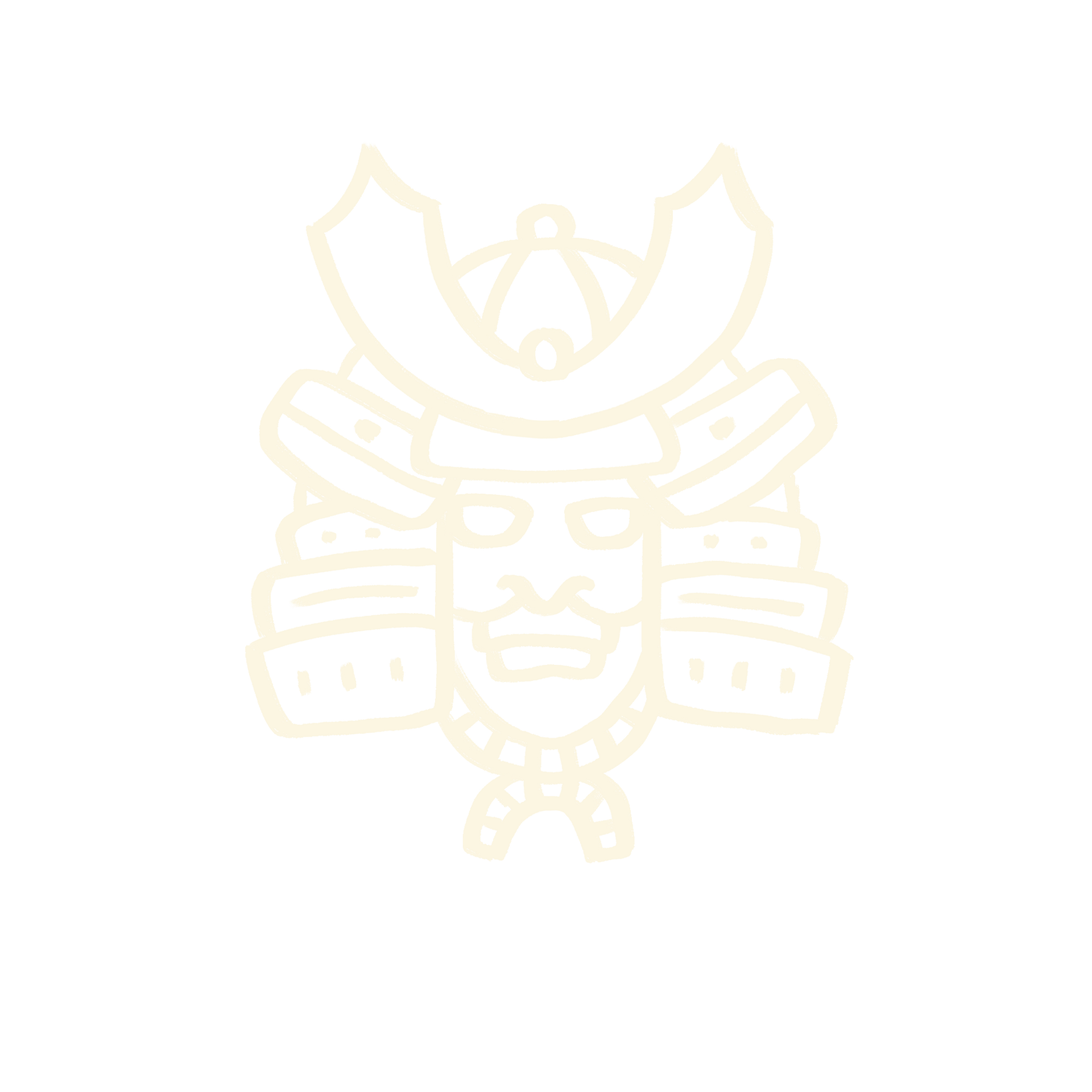 Umriss eines Samurai-Helms und einer Samurai-Maske.