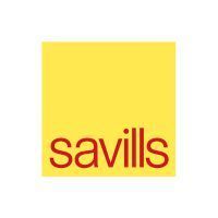 Savills logo: Yellow square with red text "savills".
