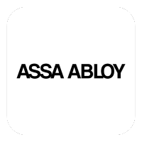 ASSA ABLOY logo, black text on a white rounded square background.