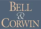 Bell & Corwin logo, words in elegant serif font, white