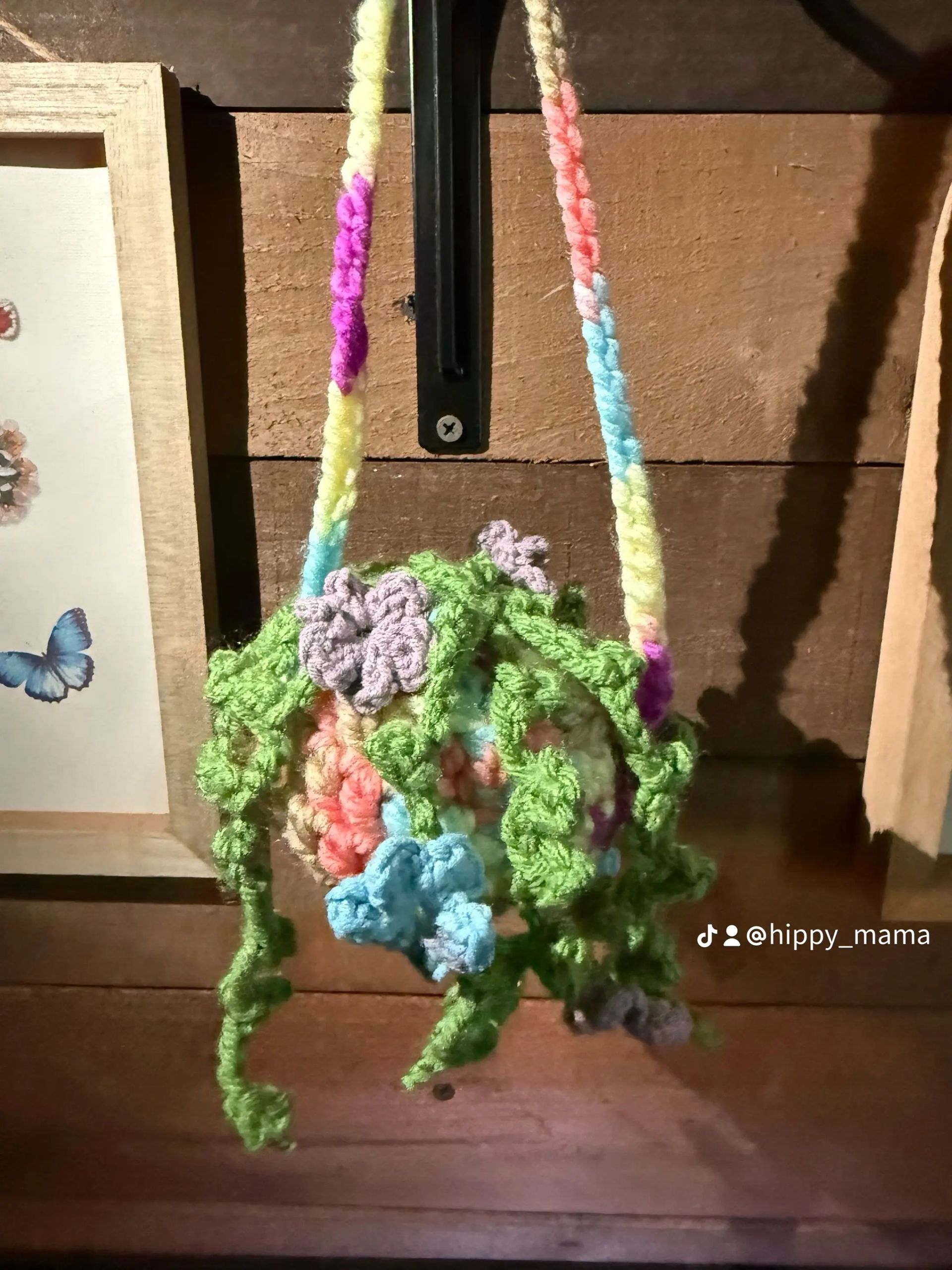 COLORFUL POT AND FLOWERS HANGING PLANT