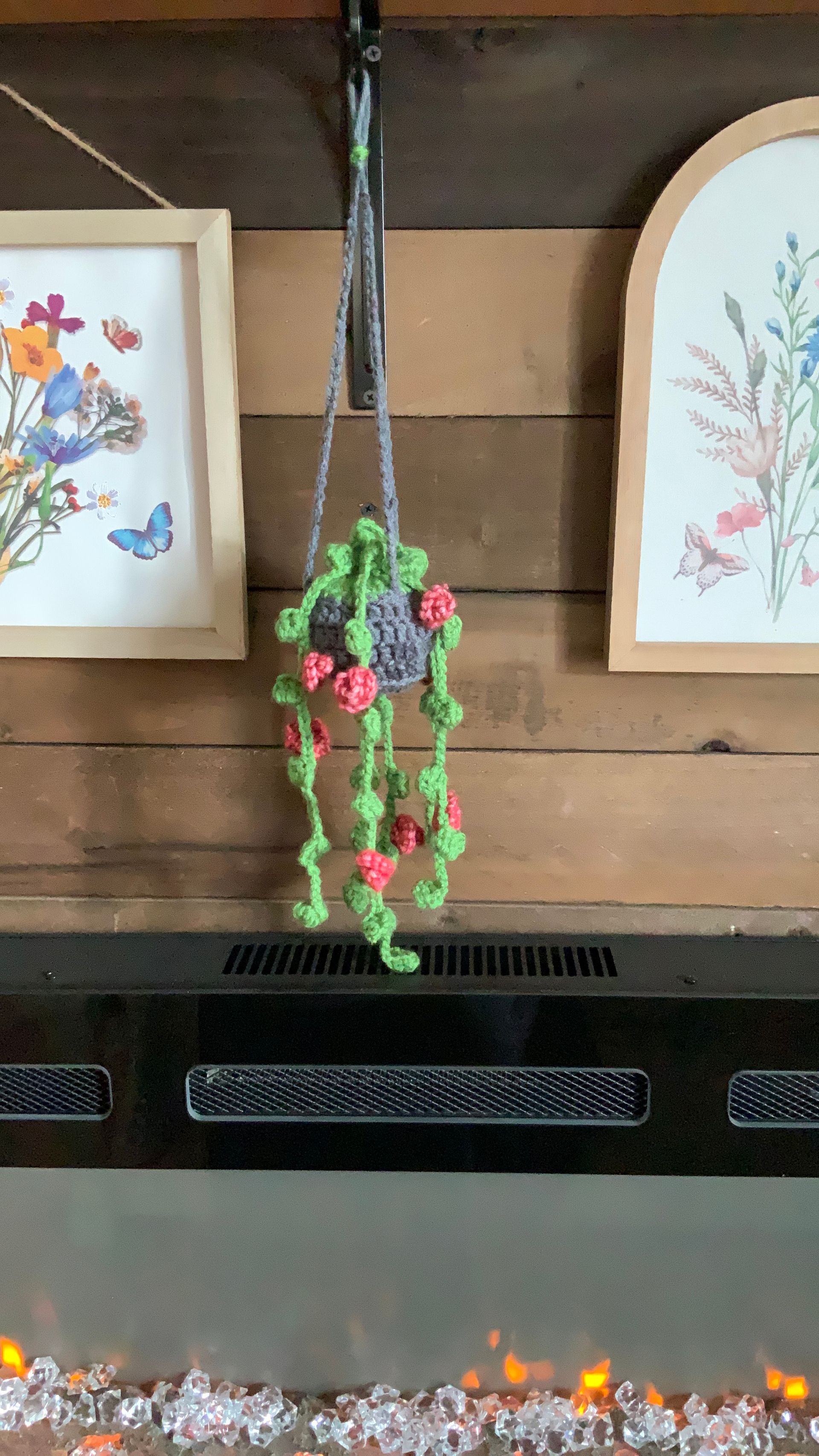 CROCHET HANGING PLANT FOR REARVIEW MIRROR