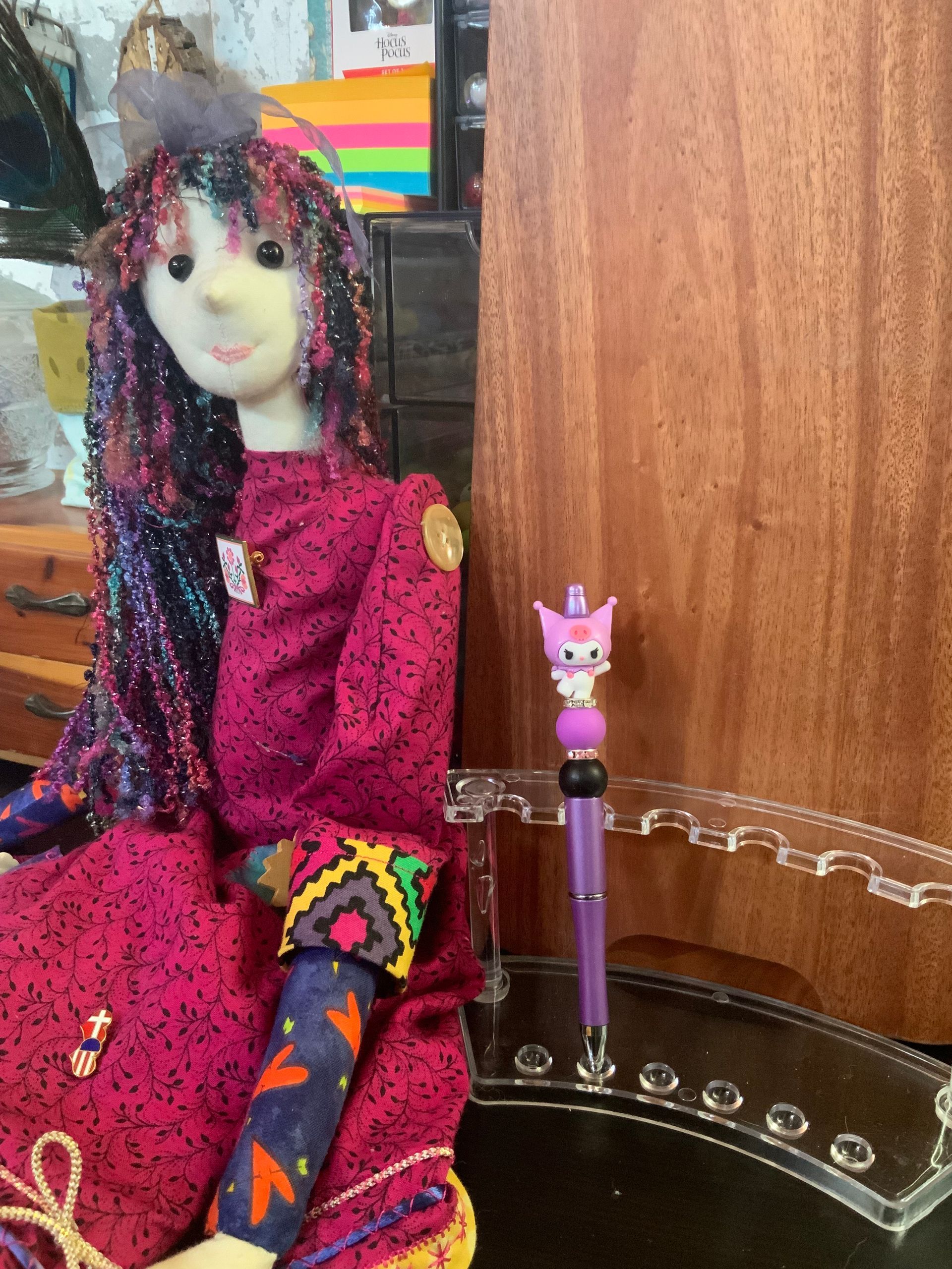 KUROMI ON PURPLE BEADED PEN