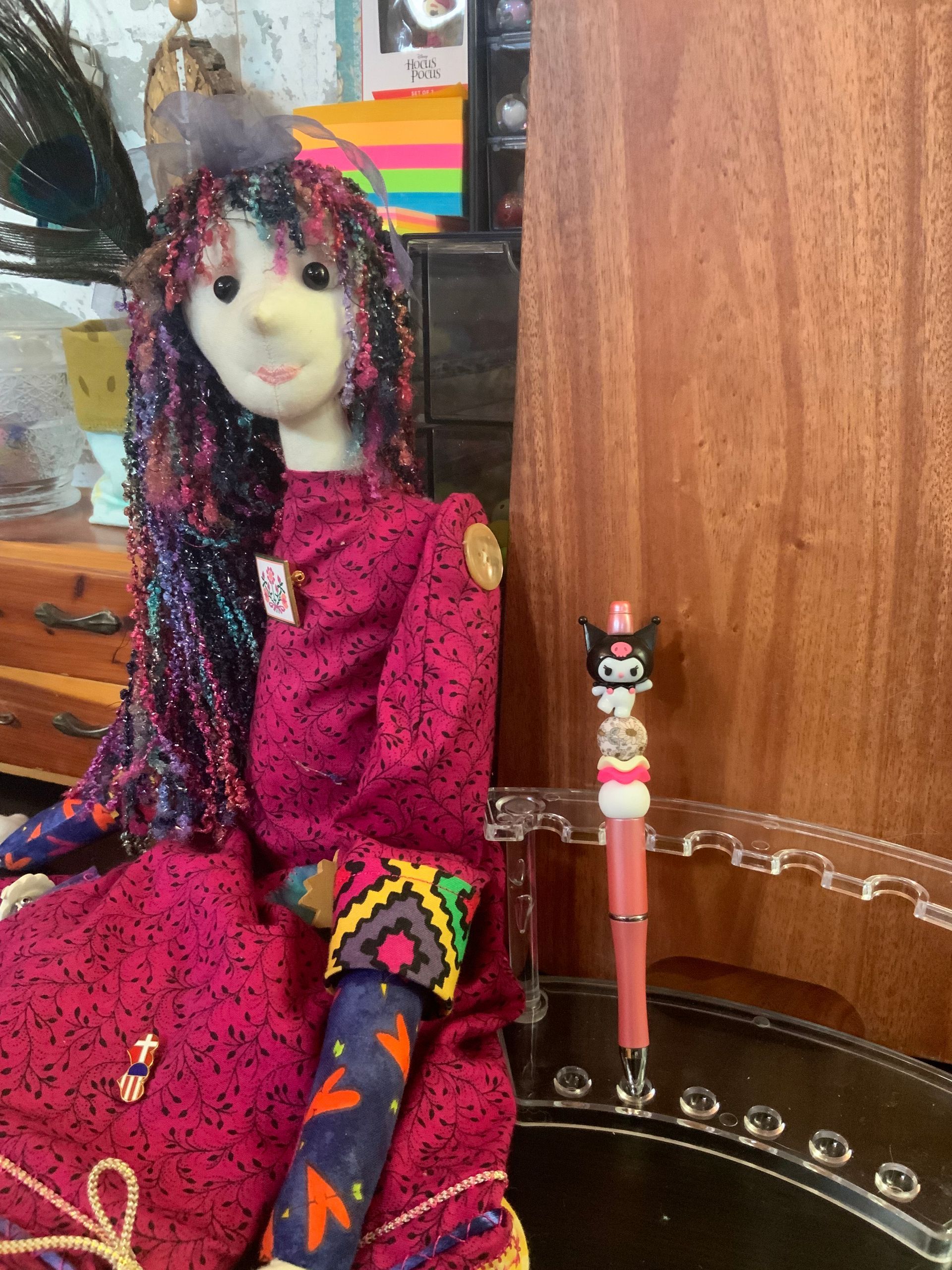 KUROMI ON PINK BEADED PEN