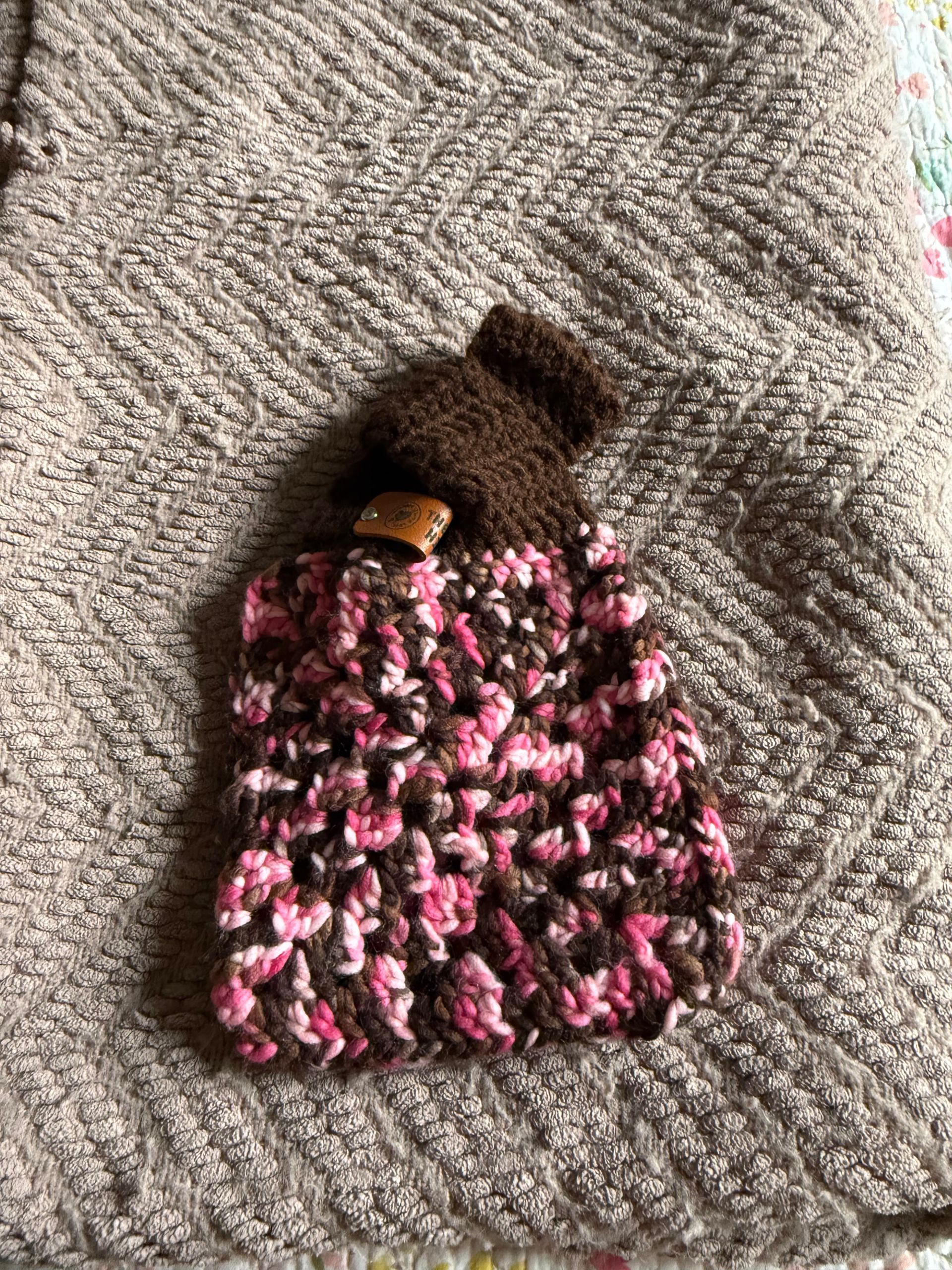 WRIST BAG PINK AND CHOCOLATE