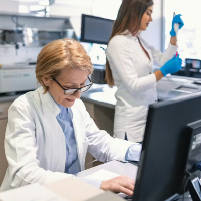 2 women in laboratory