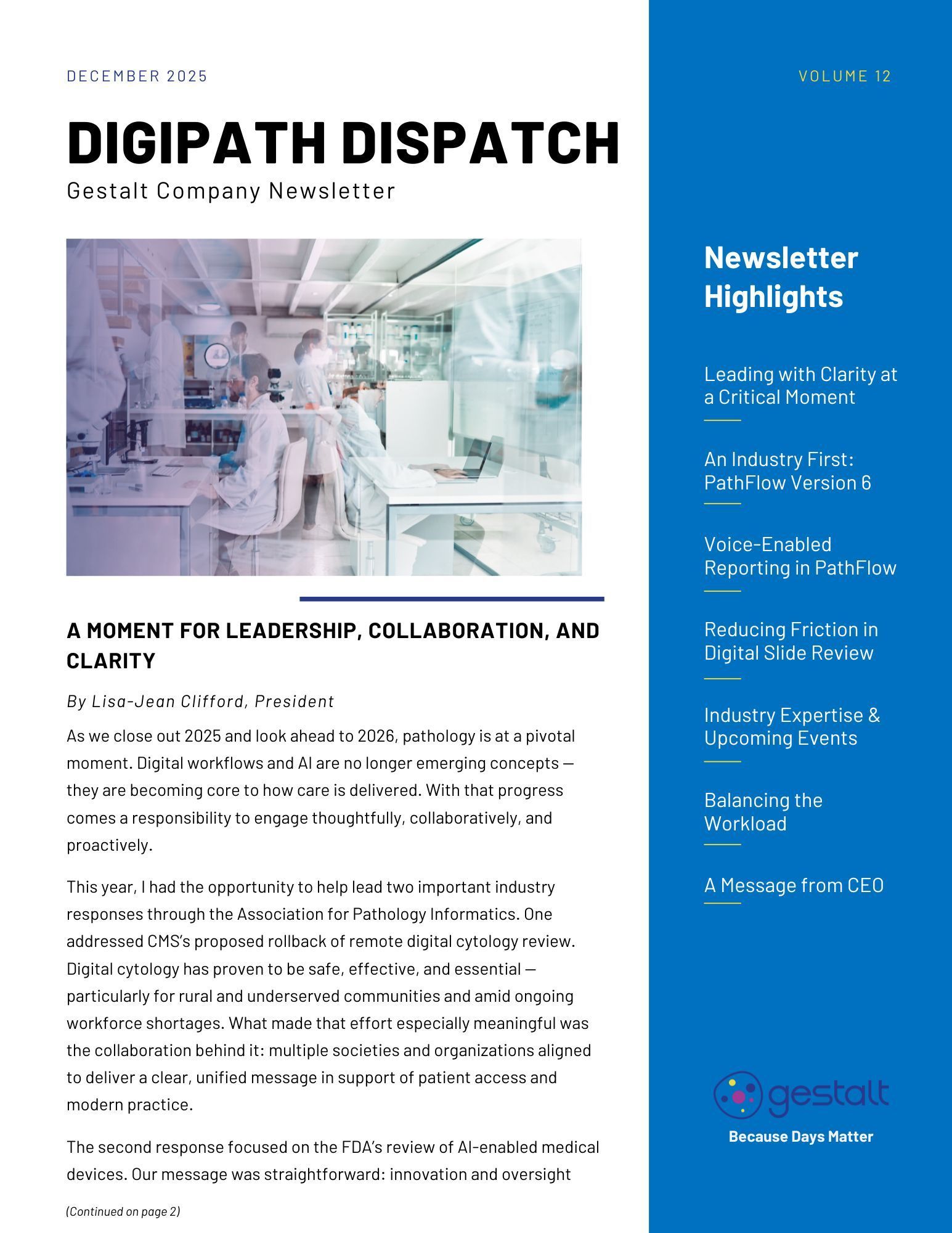 Digipath Dispatch Vol. 11 | December 2025 Digital Pathology Insights | Gestalt