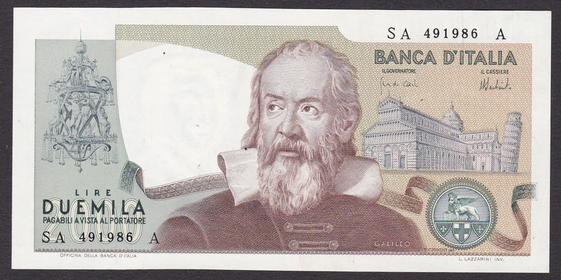 £ 2.000 tipo Galileo Galilei (1975-1993)