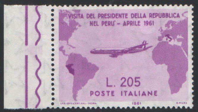 un francobollo con scritto visita del presidente della repubblica nel Peru’ Aprile 1961