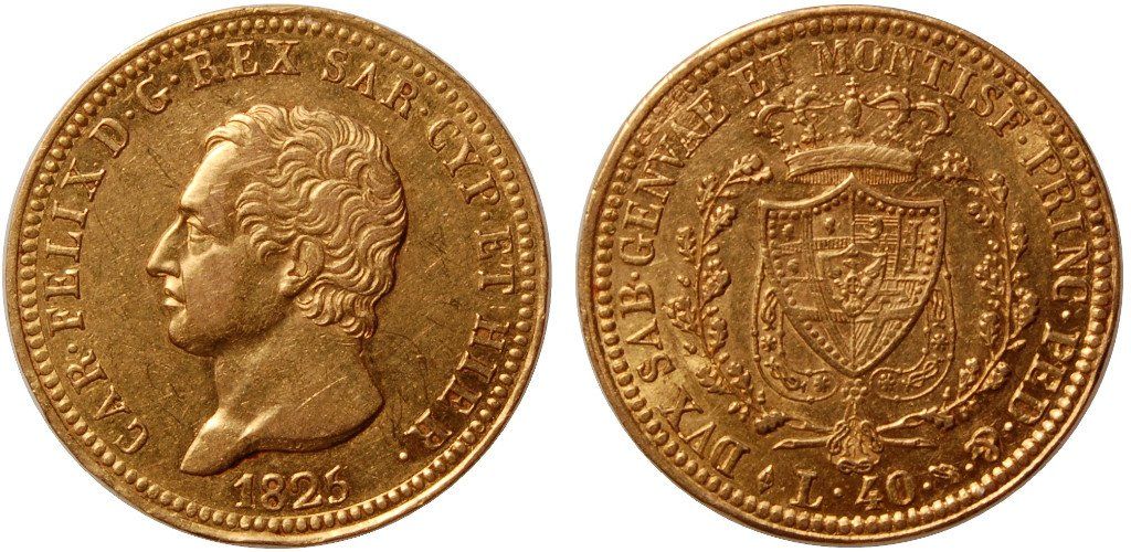 due antiche monete del 1825