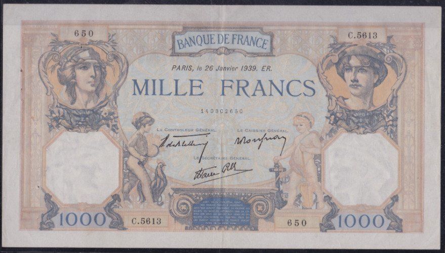 una banconota da 1000 Franchi