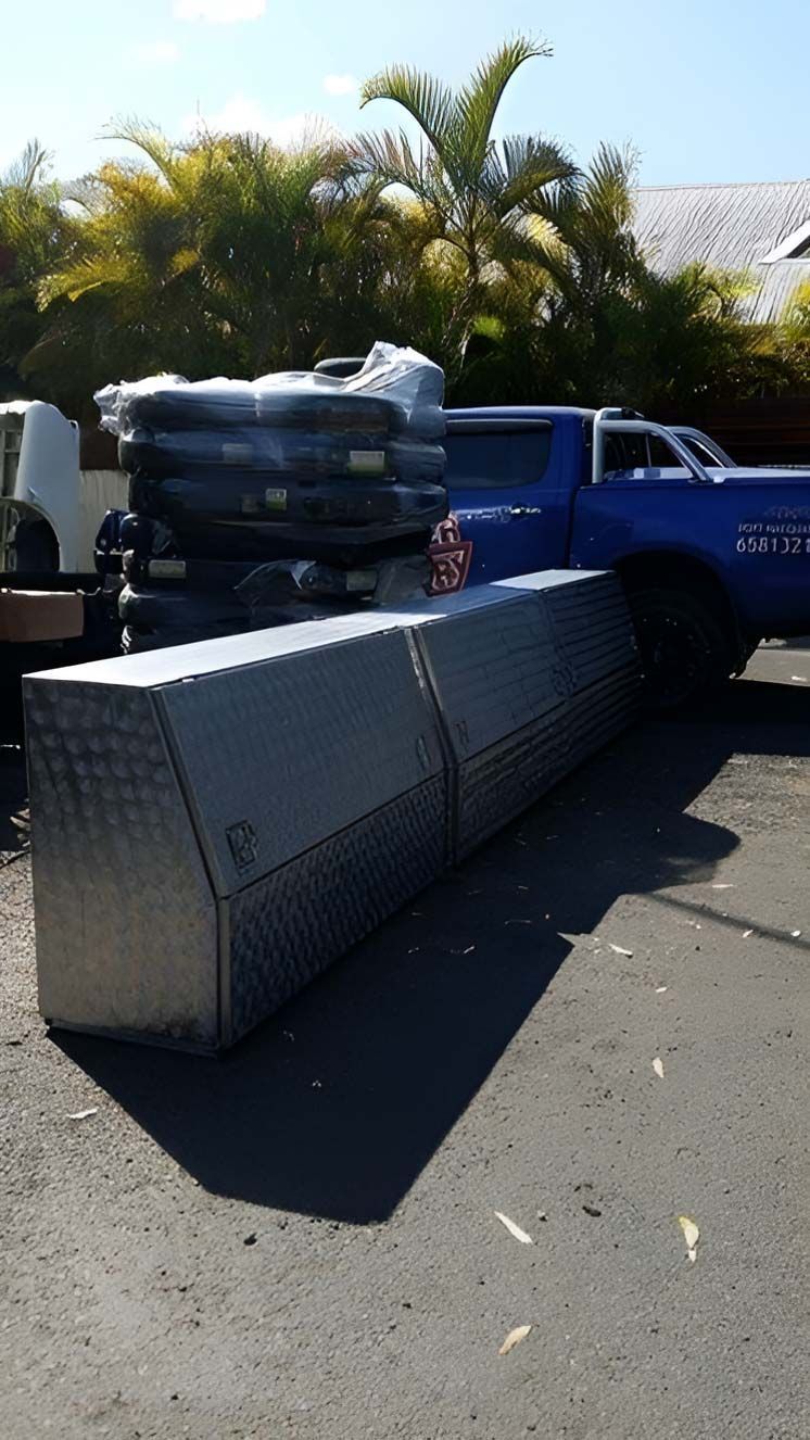Two customise Canopy With Blue Pick Up — Hastings Trailer Centre in Port Macquarie, NSW