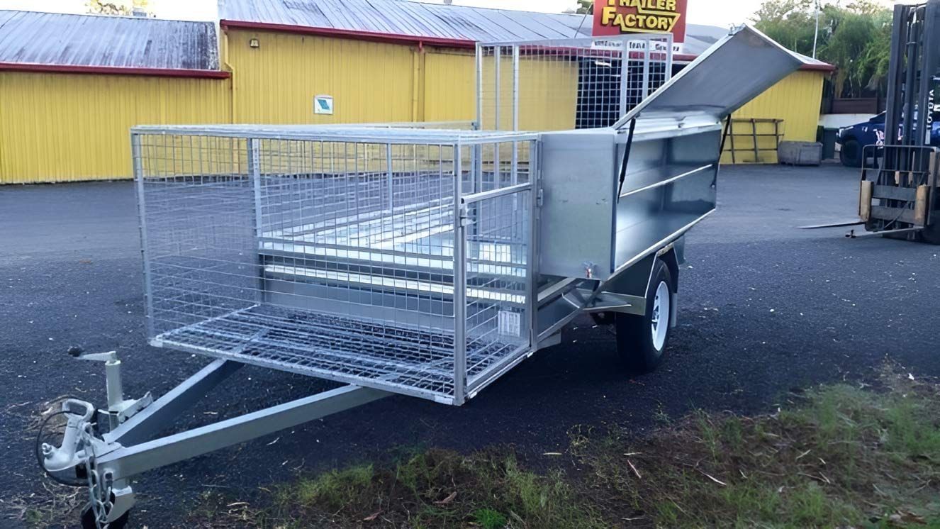 A Trailer Is Parked In Front Of A Trailer Factory Shop — Hastings Trailer Centre in Port Macquarie, NSW