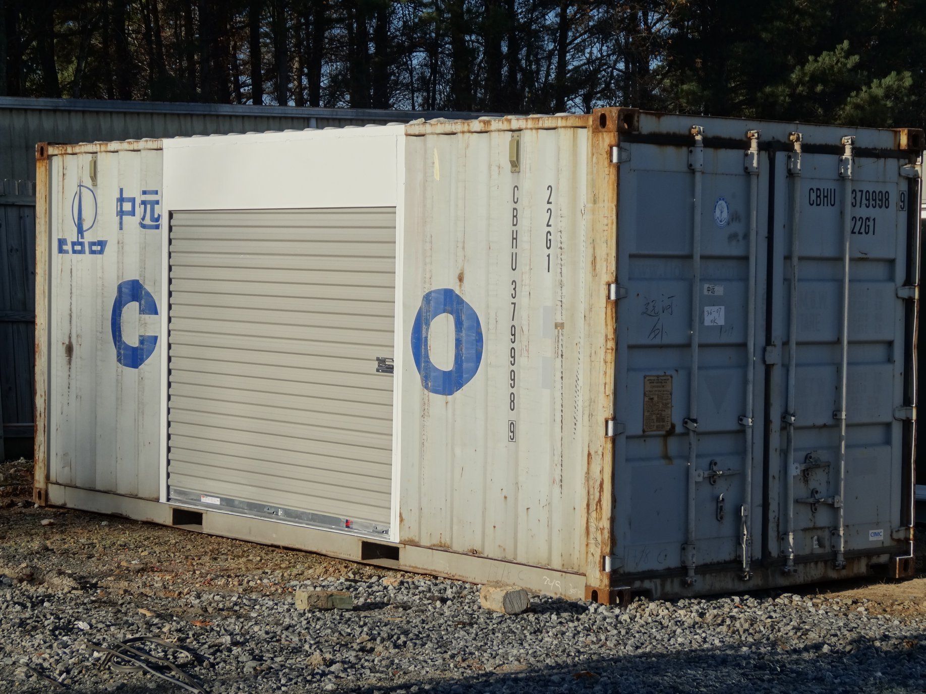 20' Used Conex container with one roll up door