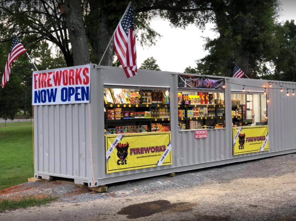 fireworks store made out of shipping container