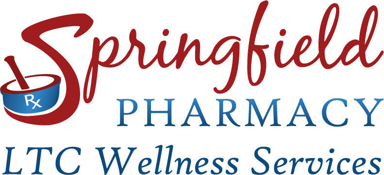 Logo for Springfield Pharmacy with text and a mortar and pestle icon.