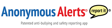 A logo for anonymous alerts with a speech bubble