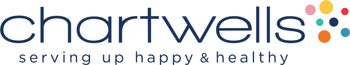 A logo for chartwells serving up happy and healthy