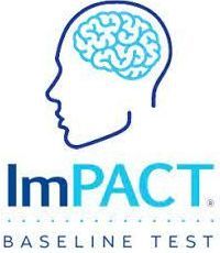 The logo for impact baseline test shows a head with a brain in it.