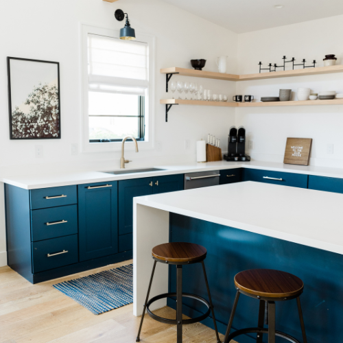 blue full kitchen renovation