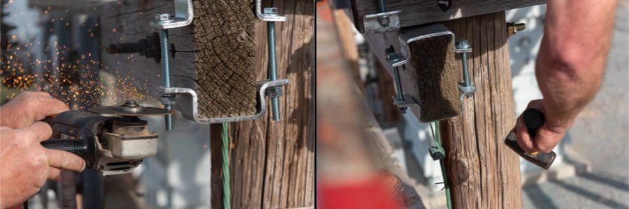 Secure Set foam expanding in a hole to set a power pole for a utility company