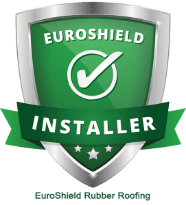 A green shield with the words euroshield installer on it