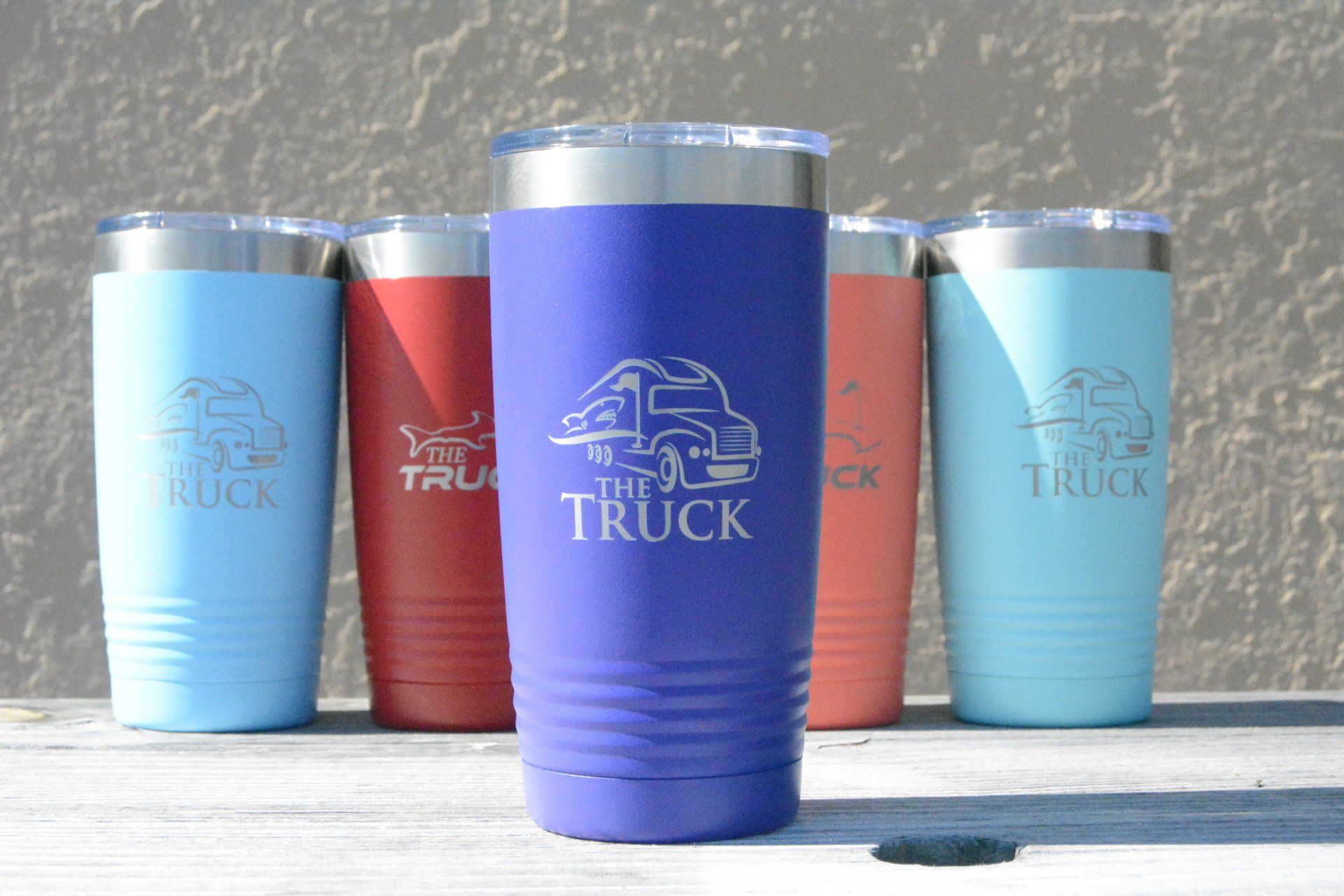 Multiple colors of laser engraved tumblers for PGA Tour