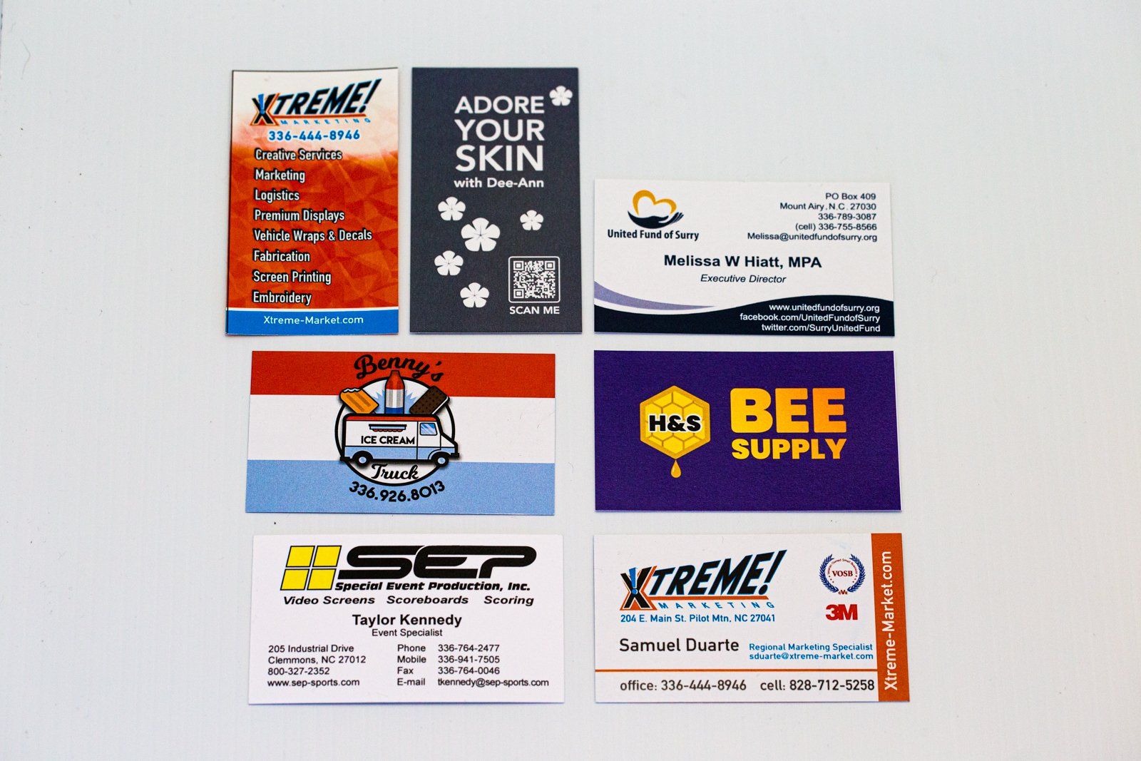 Variety of custom business cards