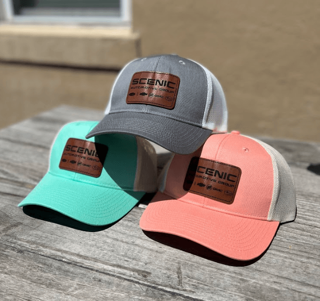 Laser engraved patch hats for automotive group