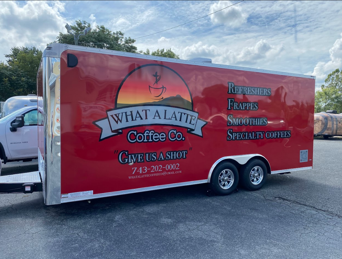 Trailer wrapped to operate as a food truck for cafe